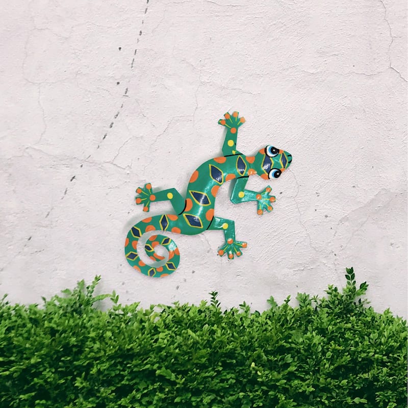 Handmade Recycled Metal Gecko Wall Art (Haiti)