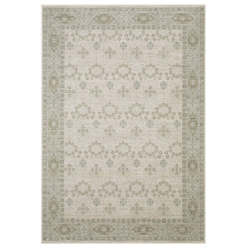 Kellan Floral Oriental Beige/ Green Area Rug- - 5'3" x 7'6"