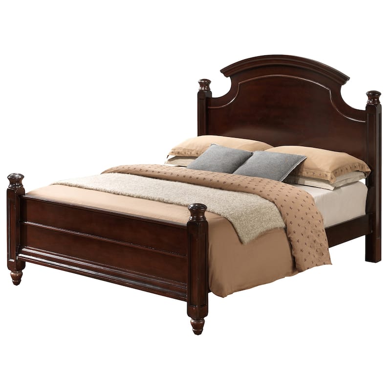 Curved Wooden King Panel Bed - 89" - Brown
