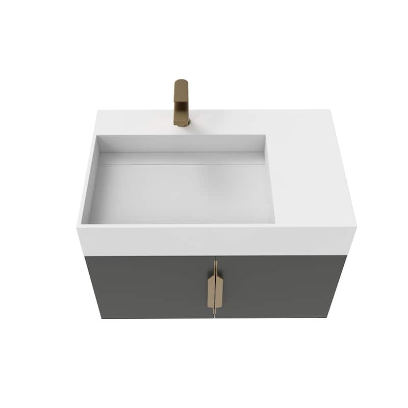 Amazon 30" Wall Mounted Bathroom Left Basin Vanity Set w/ White Top