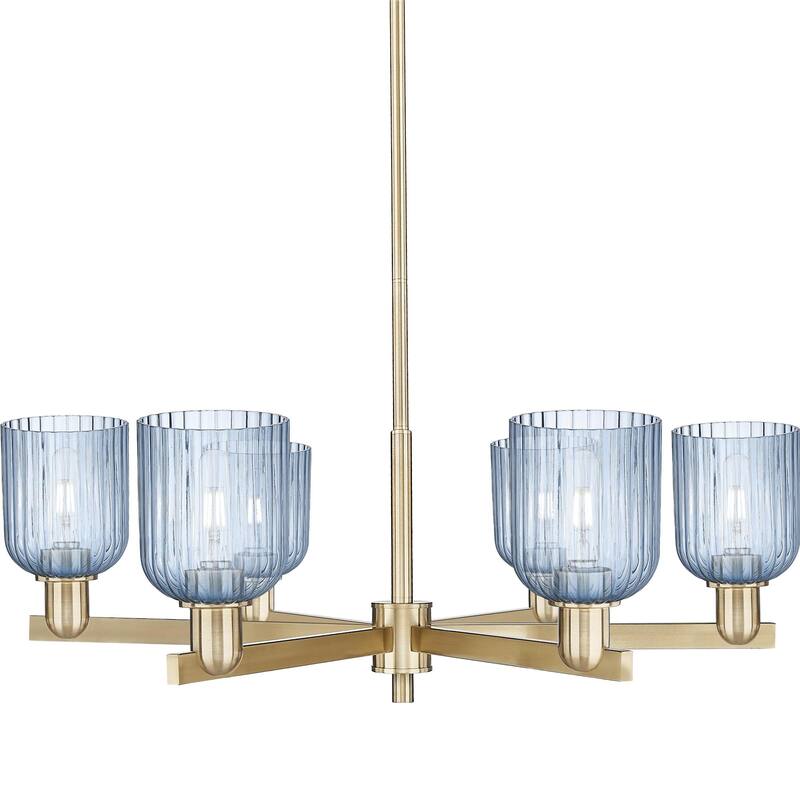 Innovations Lighting 716-6CR-11-35 Bridal Veil Chandelier Bridal Veil - Champagne Bronze / Blue