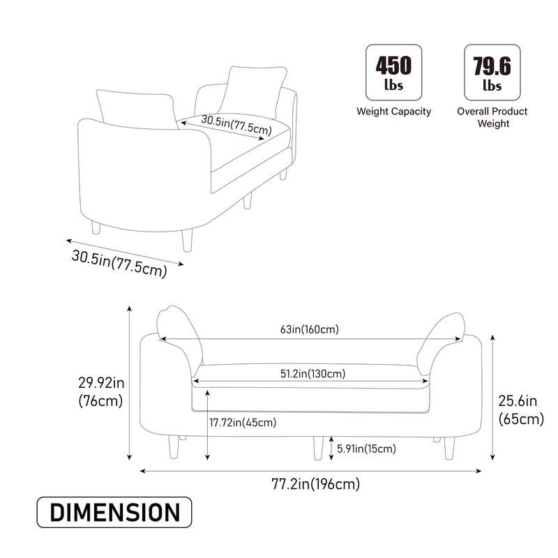 83.1" W Modern Upholstered Lounge Chair,Oversized Sofa Chair with Pillow and Armrests