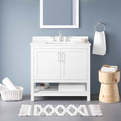 Ove Decors Vegas 36" Bathroom Vanity Combo w/ Top and Backslplash, White