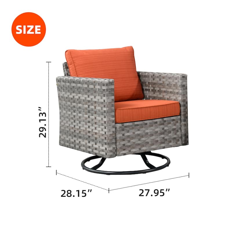 OVIOS Swivel Rocking Wicker Chair
