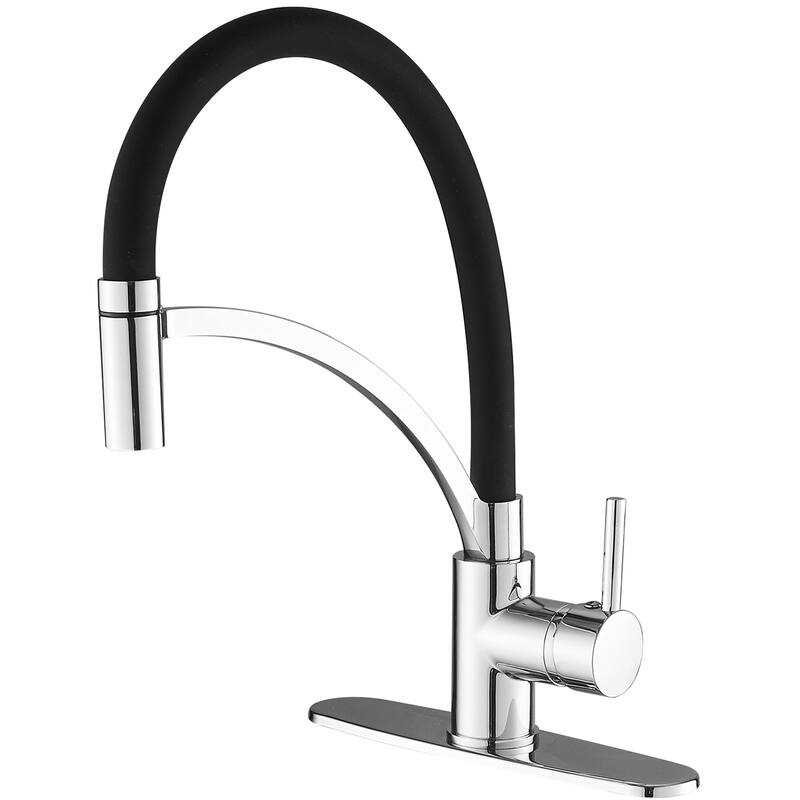 WIZ Single-Handle Pull-Down Sprayer 1 Spray High Arc Kitchen Faucet - Chrome/Clear