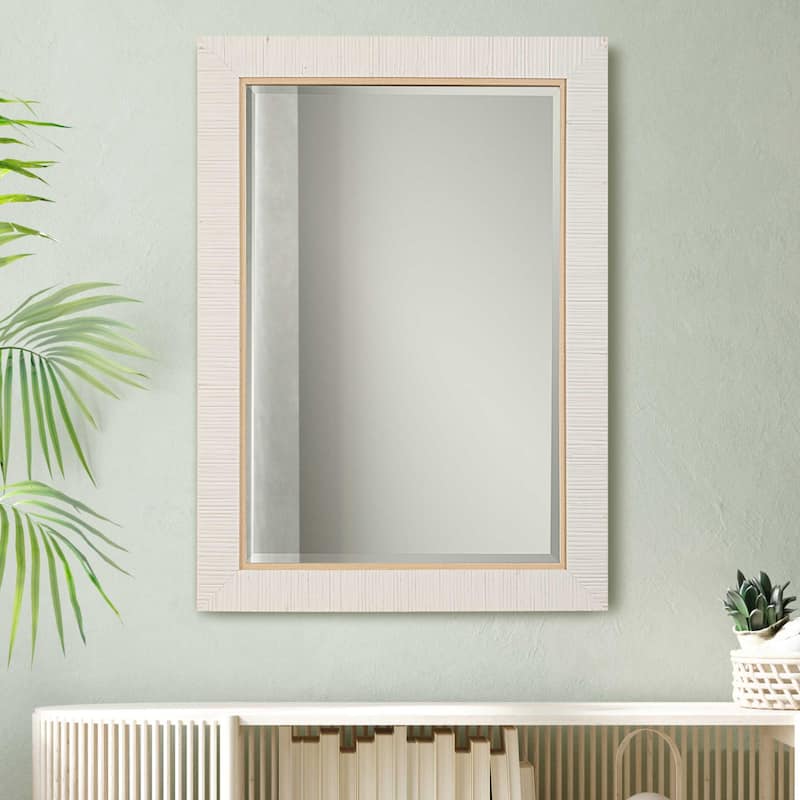 Copper Grove Faux Rattan White Mirror