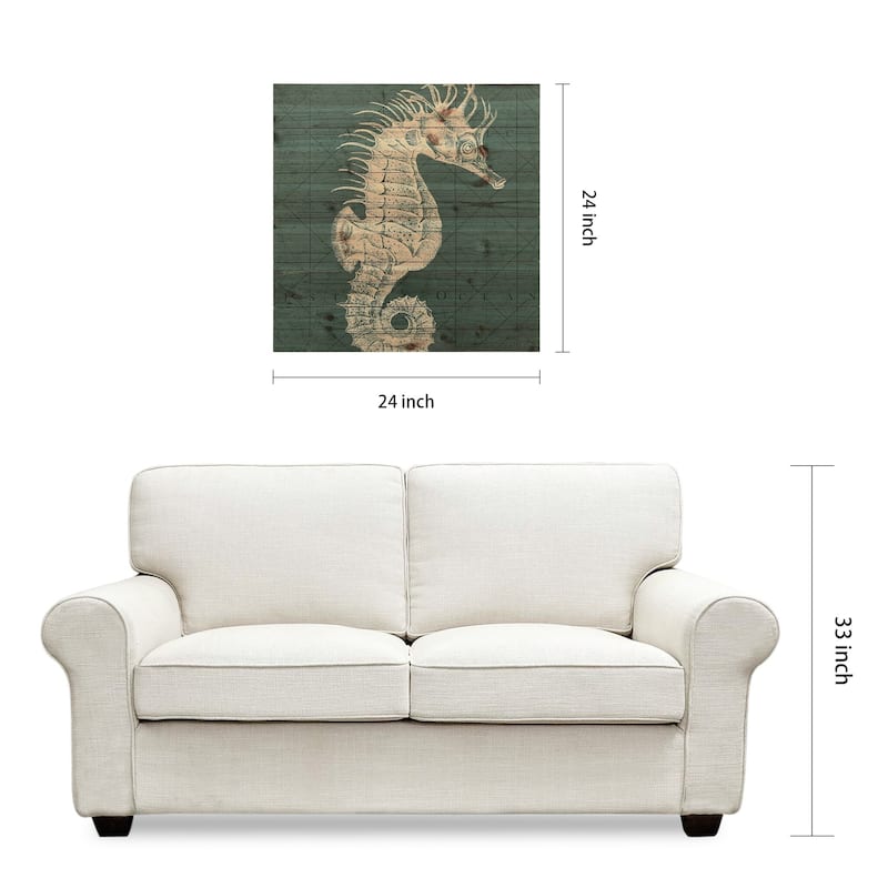 "Coastal Menagerie C" Arte de Legno Digital Print on Solid Wood Wall Art