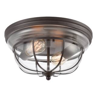 Elk Home Manhattan Oiled Bronze With Clear Glass 2 Light Flush Mount
