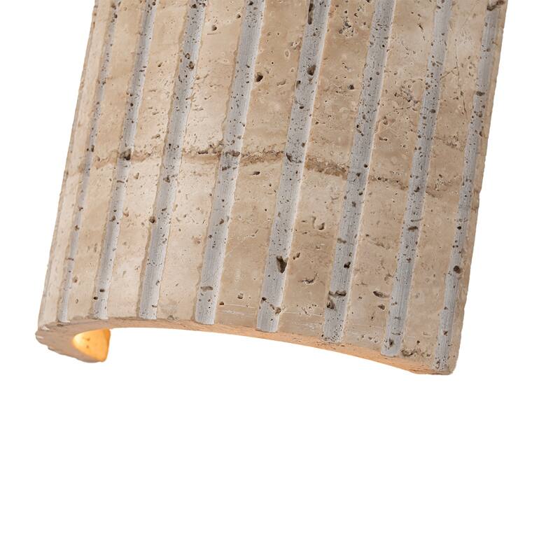 Travertine Dimmable LED Wall Sconce with Vertical Grooved Design