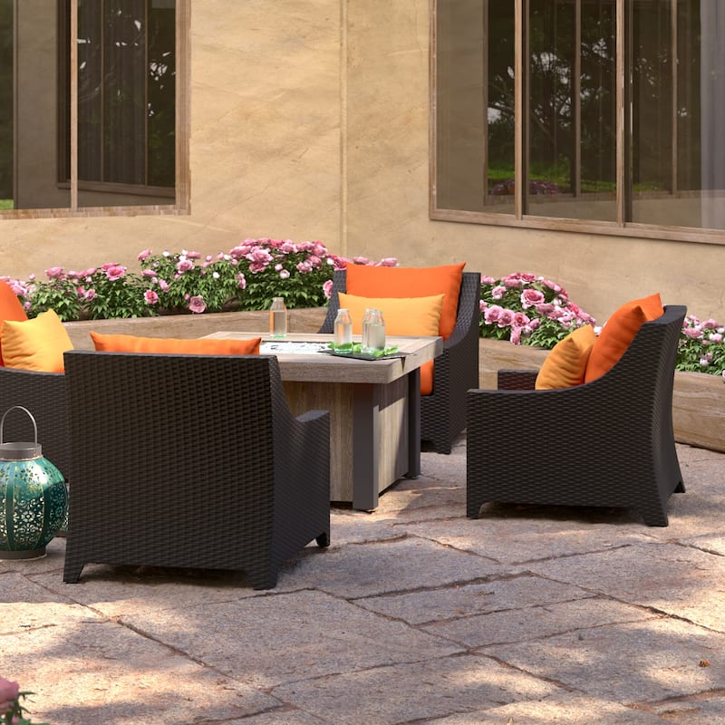 Deco 5 Piece Sunbrella Outdoor Patio Fire Chat Set