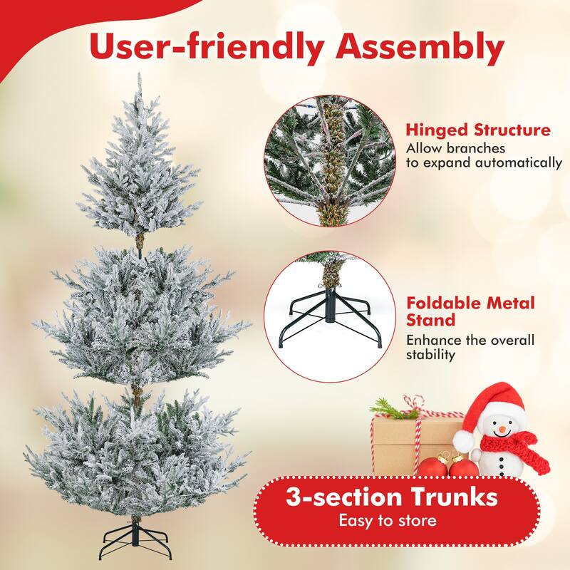 Gymax Pre-Lit Artificial Christmas Tree w/ 1074 Branch Tips 450 White - See Details