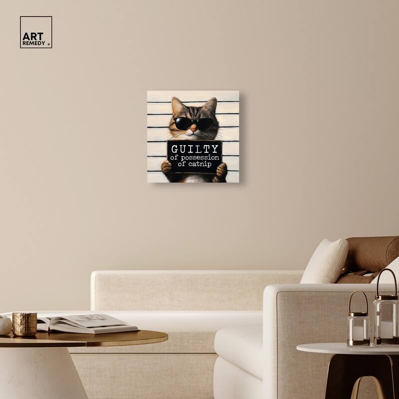Guilty of Catnip Canvas by Art Remedy, Gallery Wrapped