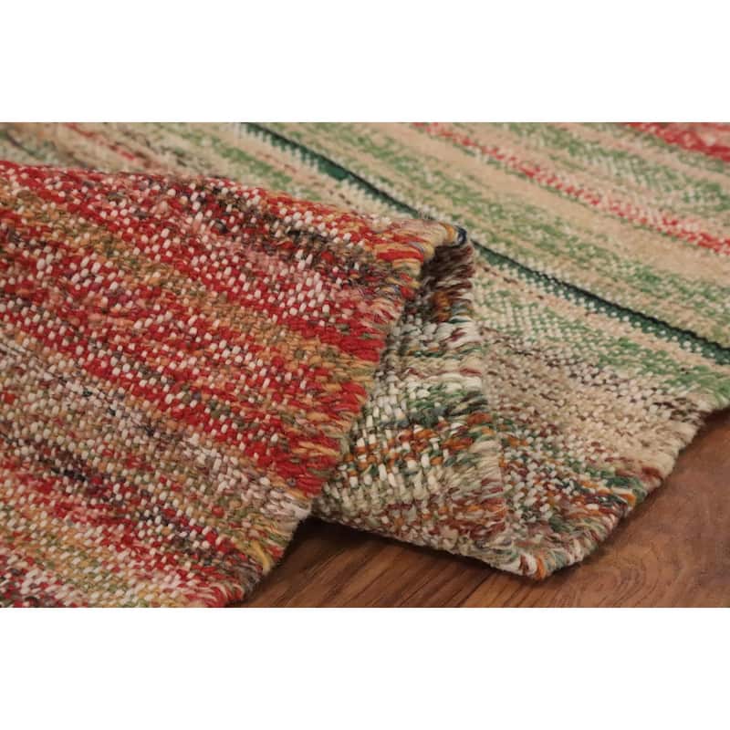 Hand Woven Oriental 100% Wool Carpet Southwestern Tribal Multi-Colored Kilim Area Rug - 9' 1'' X 5' 11''