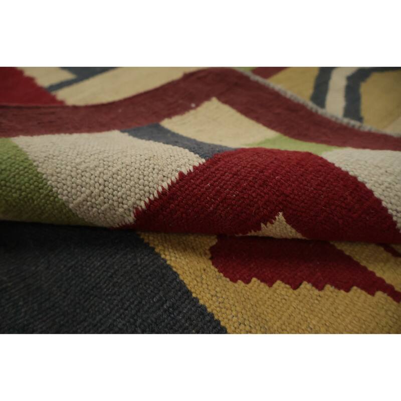 Hand Woven Oriental 100% Wool Carpet Southwestern Tribal Multi-Colored Kilim Area Rug - 8' 3'' X 8' 3''