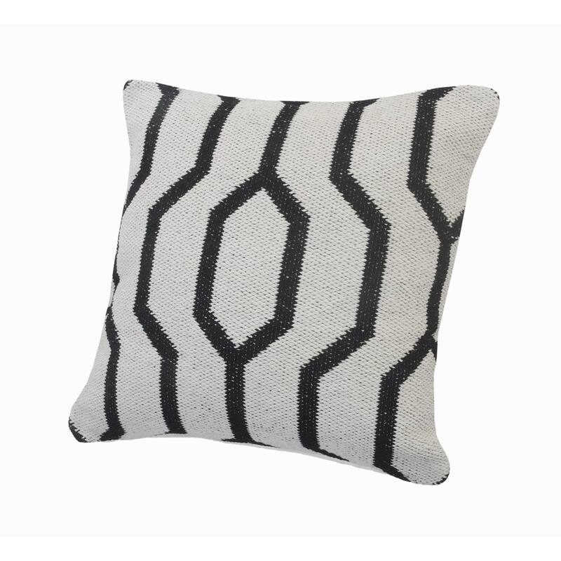 20" Black and White Geometric Square Throw Pillow