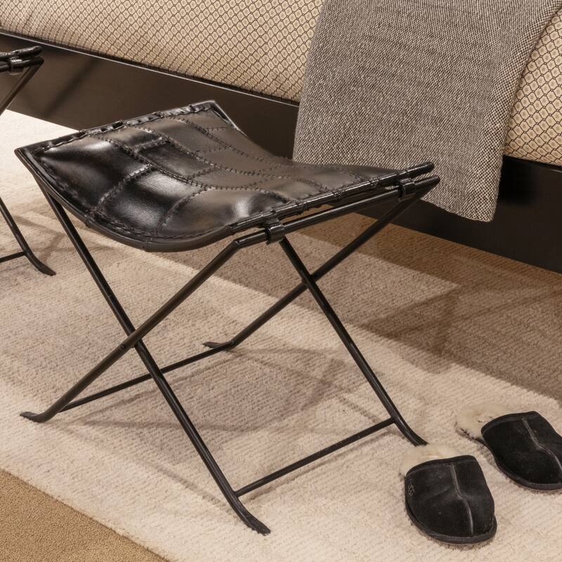 Collapsible Leather and Metal Stool