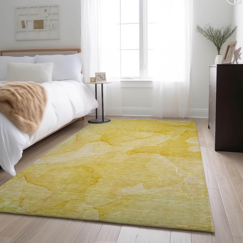 Premium Washable Super Soft Abstract Contemporary Mayfield Rug - Gold - 9' x 12' - Rectangle