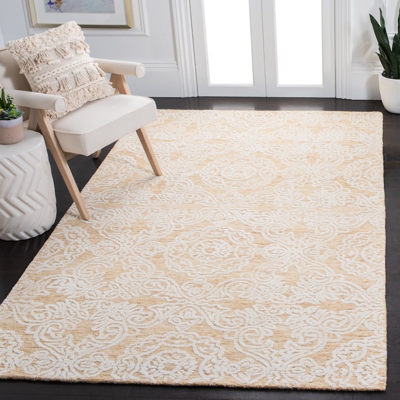 SAFAVIEH Handmade Metro Bhavani French Country Wool Rug - 4' x 6' - Gold/Ivory