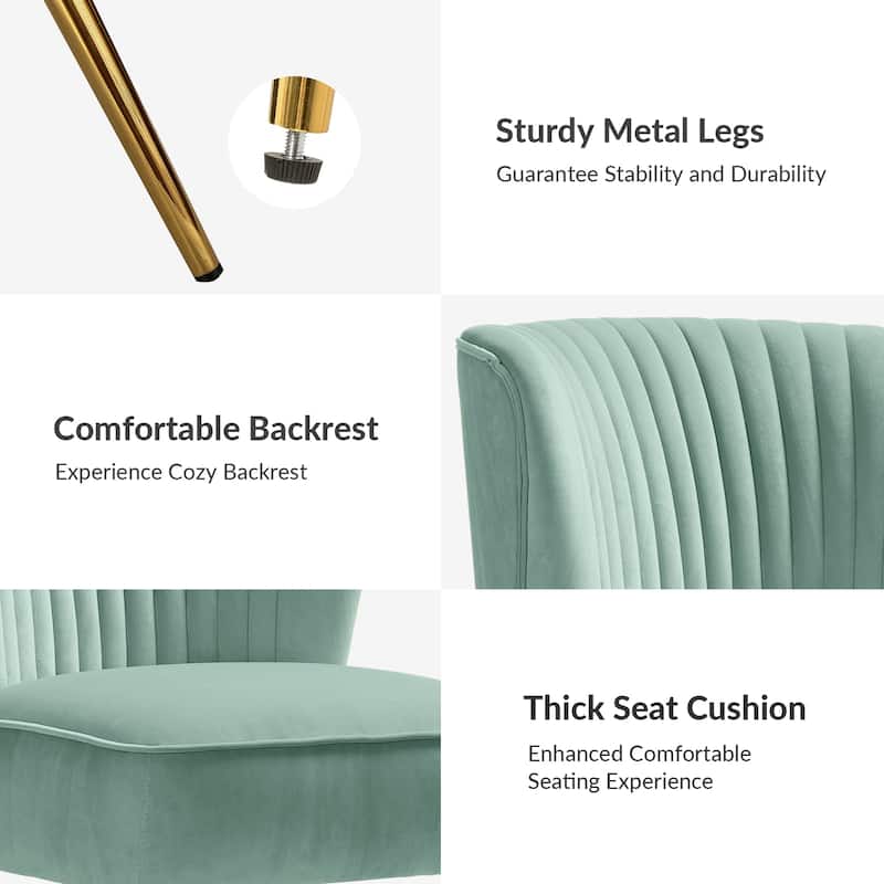 Monica 22''W Upholstered Modern Tufted Accent Side Chair with Gold Legs by HULALA HOME