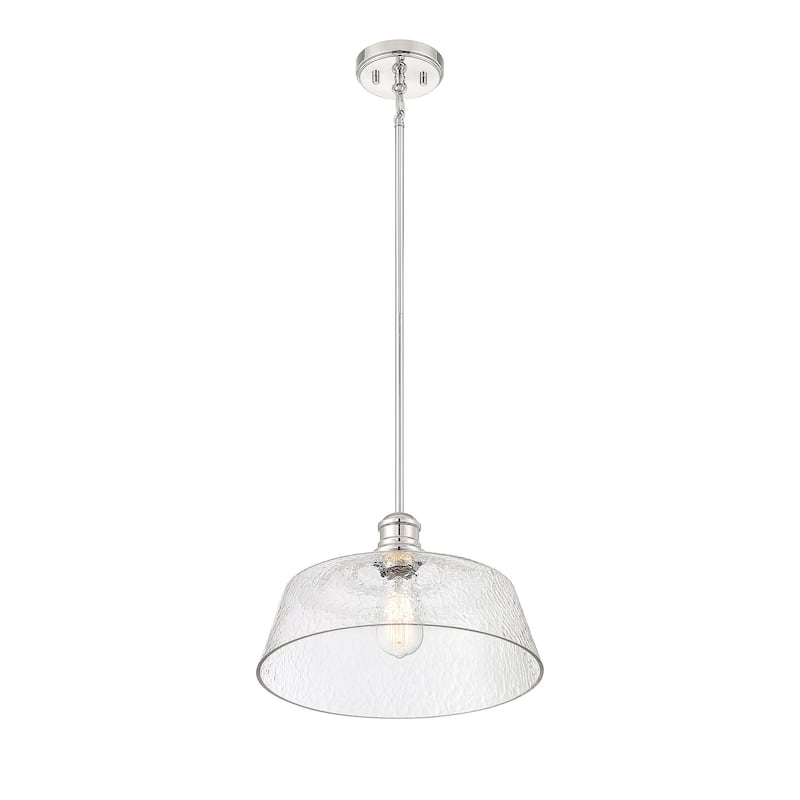 Bellevue SH7023 15" Wide Pendant with Hammered Glass Shade