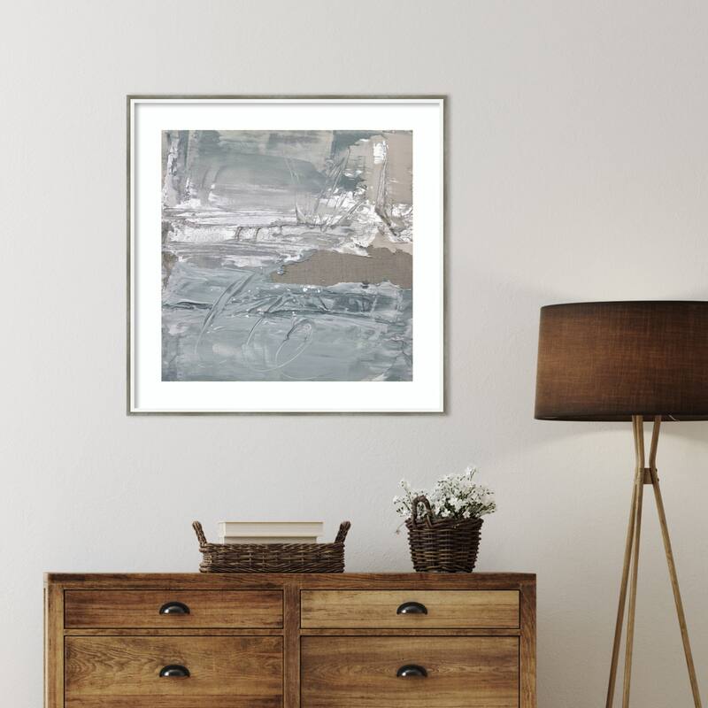 Dynamic Brushstrokes by Julia Contacessi Wood Framed Wall Art Print - Lucie Silver White