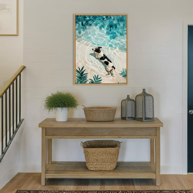 Dogs Life Swimming by Justyna Jaszke Framed Canvas Wall Art