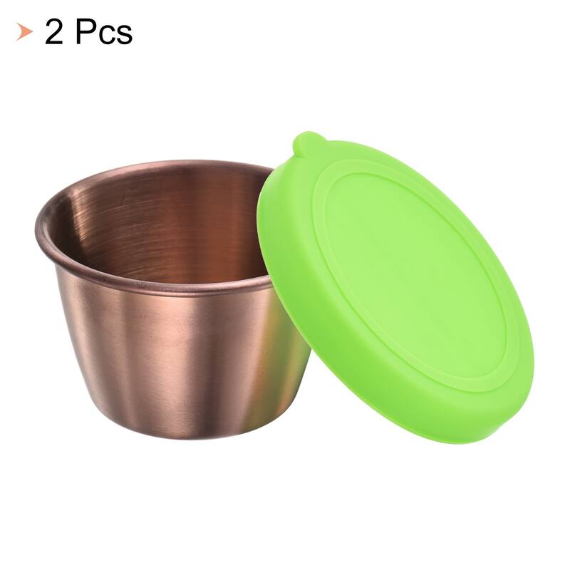 2pcs Salad Dressing Container, 2.4oz Stainless Steel Condiment Cup