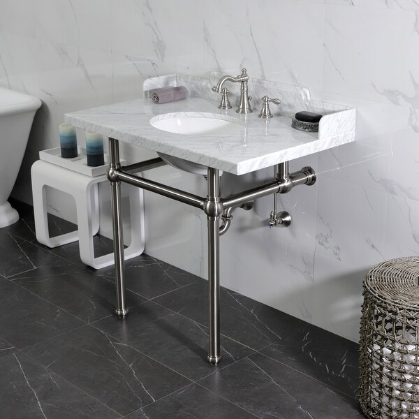 Kingston Brass Pemberton 36-Inch Carrara Marble Console Sink with