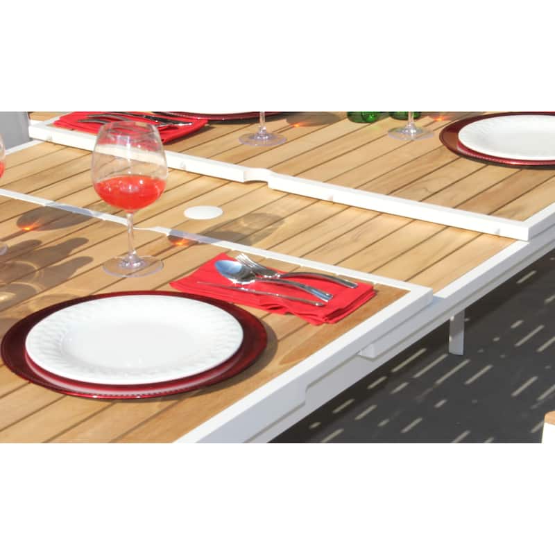Catania White 9-Piece Aluminum Outdoor Dining Set with Sling Set in White - N/A