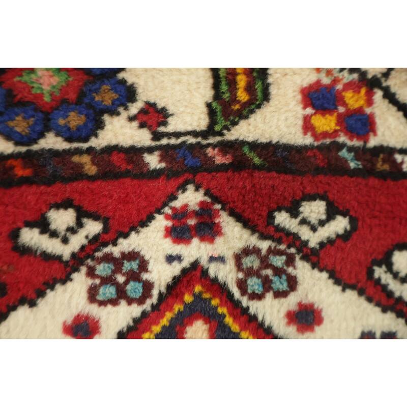 Hand Knotted Oriental 100% Wool Carpet Traditional Geometric Red Shiraz Area Rug - 5' 0'' X 3' 1''