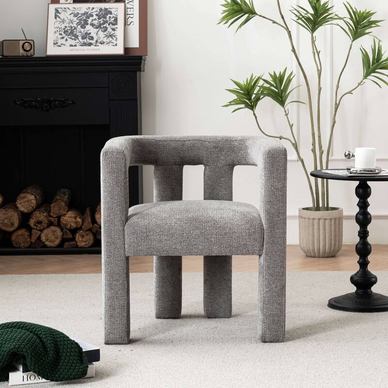 Set of 1 Chic design Barrel shaped Fabric Upholstered Accent Armchair - Grey