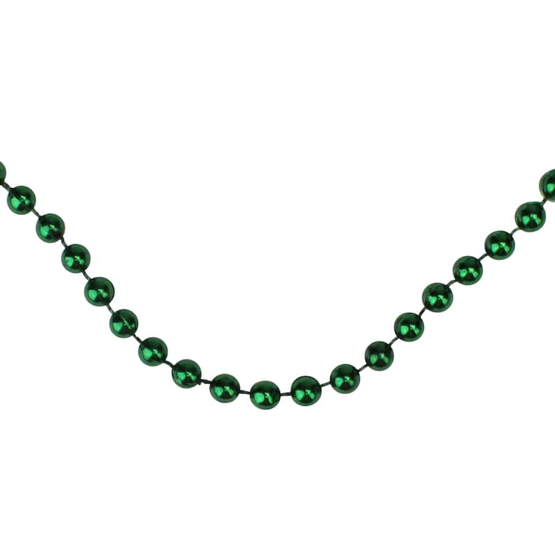 Shiny Metallic Beaded Christmas Garland - 15' x .25" - Emerald Green - Unlit