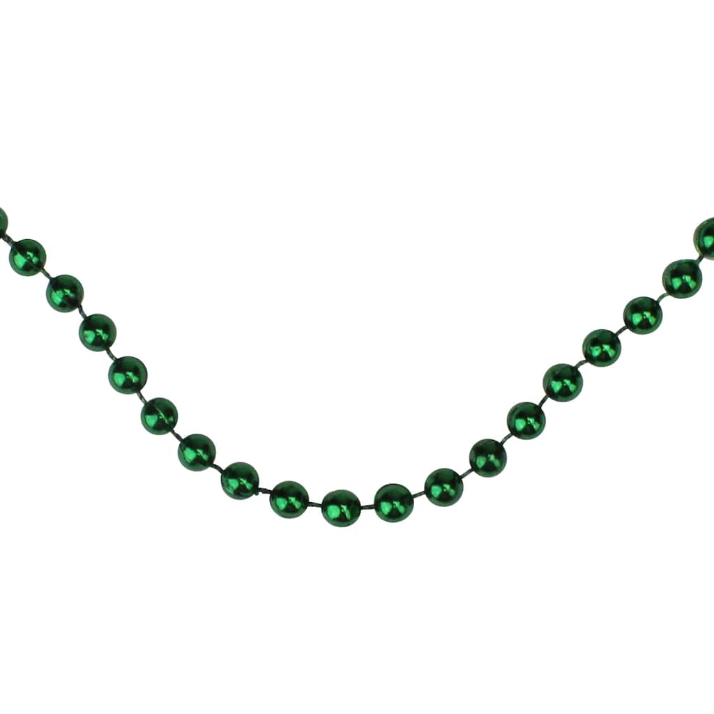 Shiny Metallic Beaded Christmas Garland - 15' x .25" - Emerald Green - Unlit