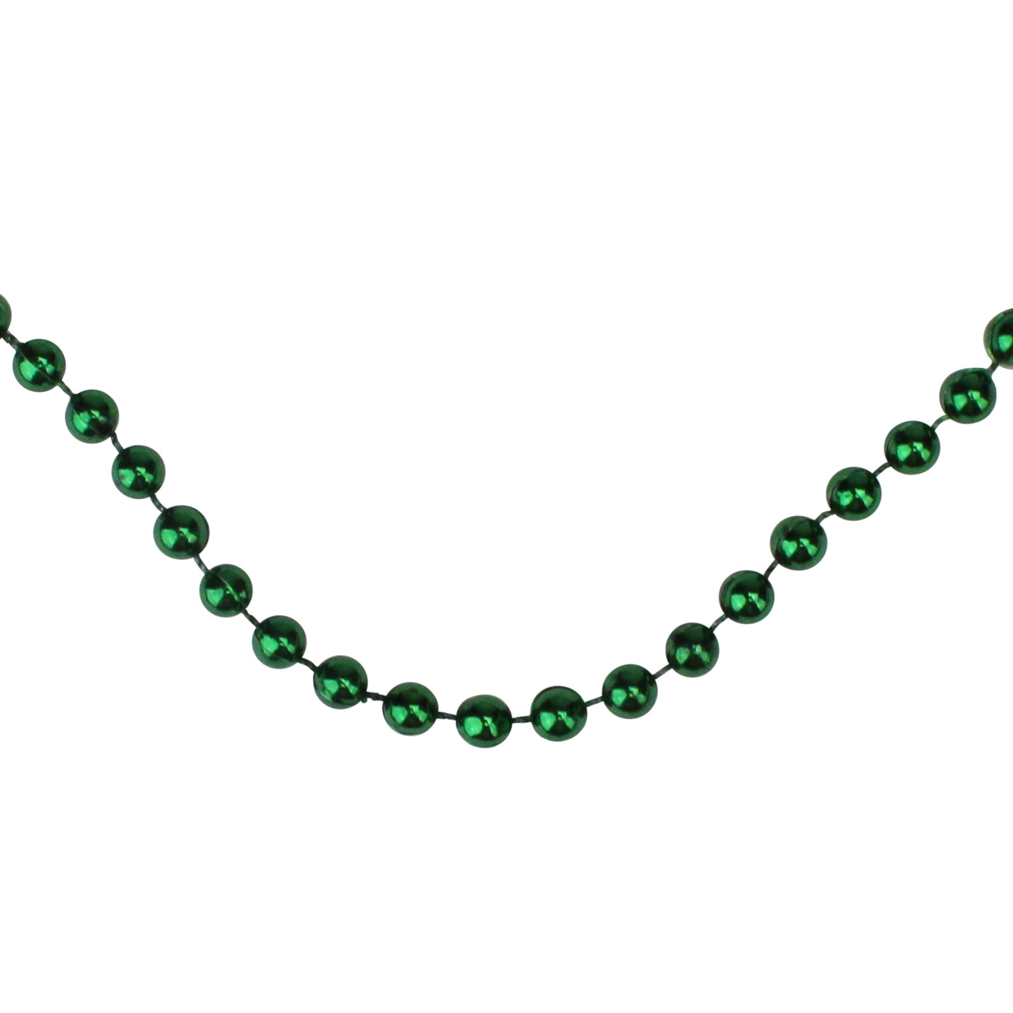 Shiny Metallic Beaded Christmas Garland 15' X .25" Emerald Green Unlit