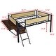 preview thumbnail 2 of 31, Stylish & Simple Single Full metal loft bed with rectangular desk, LED lights, storage shelves, safety guard and ladder, Brown Brown