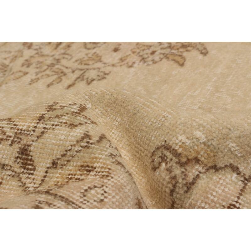 ECARPETGALLERY Hand-knotted Antalya Vintage Cream Wool Rug - 5'7 x 8'11