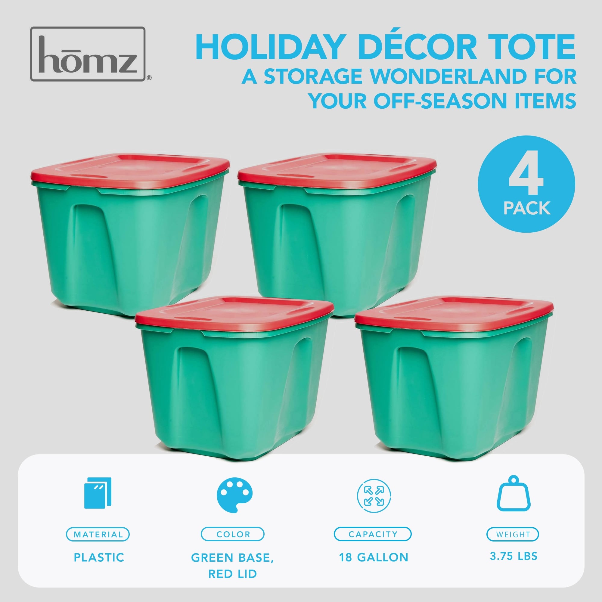 Red and green storage totes deals