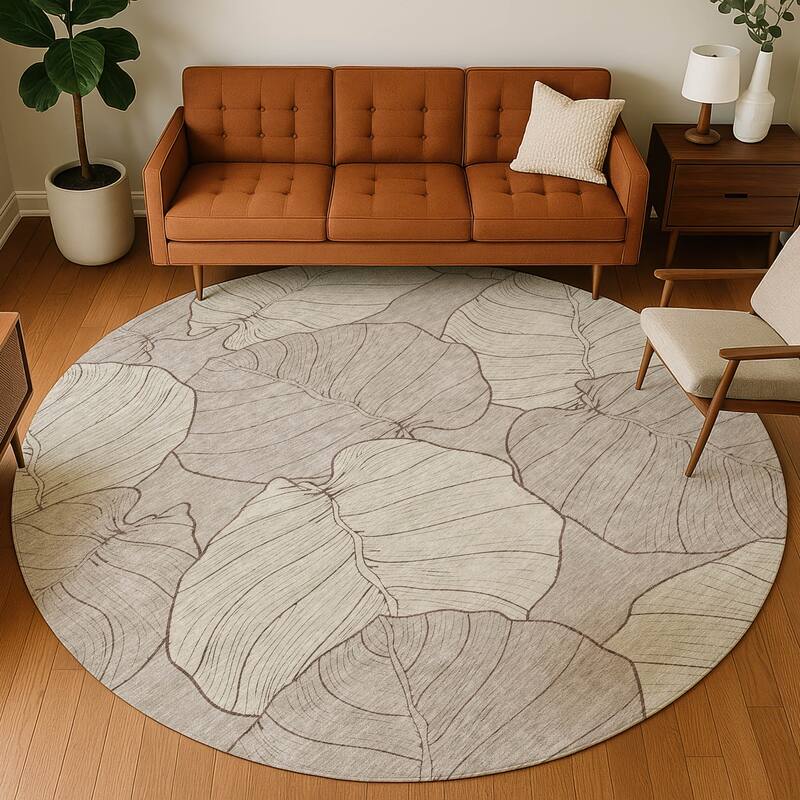 Machine Washable Indoor/ Outdoor Tropical Floral Chantille Rug
