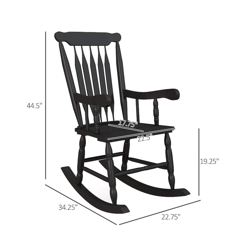 High Back Wood Rocking Chair, All Weather Patio Rocking Chair, 350lbs Weight Capacity for Deck, Porch, Backyard, Garden