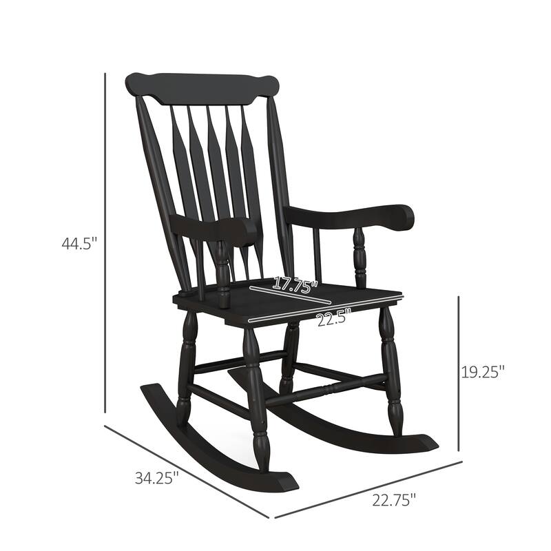 Outsunny Outdoor Wood Rocking Chair, 350 lbs. Porch Rocker with High Back for Garden, Patio, Balcony