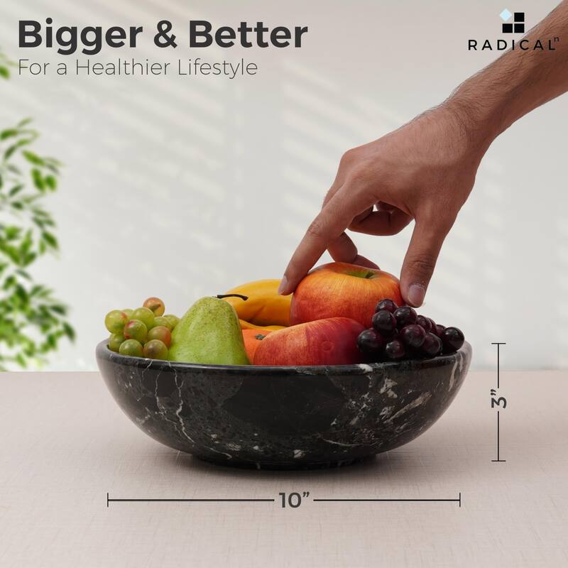 Marble Fruit Bowl 10'Handmade Fruit and Vegetable Holder - Decorative Bowl For Kitchen Counter Décor