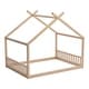 preview thumbnail 15 of 18, Montessori House-shape Bed Frame for Kids Toddler Floor Bed with Fence Headboard Footboard, Low Wooden Tent Bed Without Slats