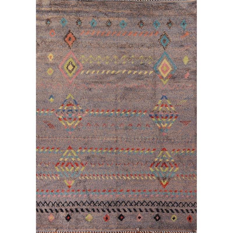 Geometric Plush Moroccan Oriental Area Rug Handmade Wool Carpet - 8'11" x 12'5"
