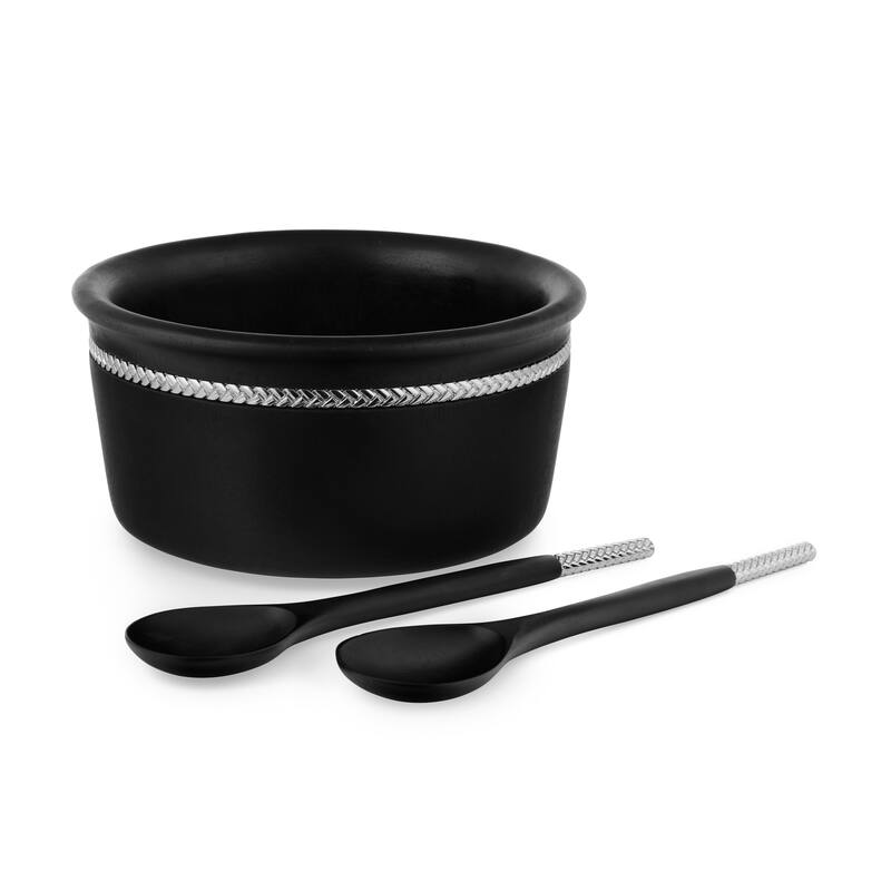 Nambe Braid Round Bowl with Servers