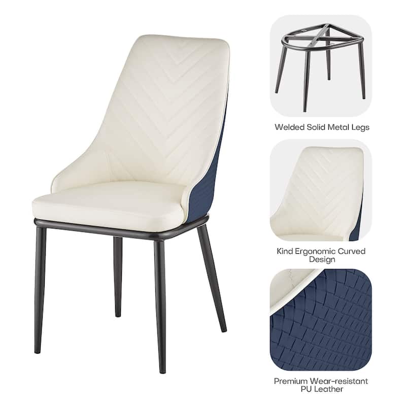 Faux Leather Upholstered Dining Chairs with Woven Back, Set of 2 - 18.11"W x 21.26"D x 36.61"H