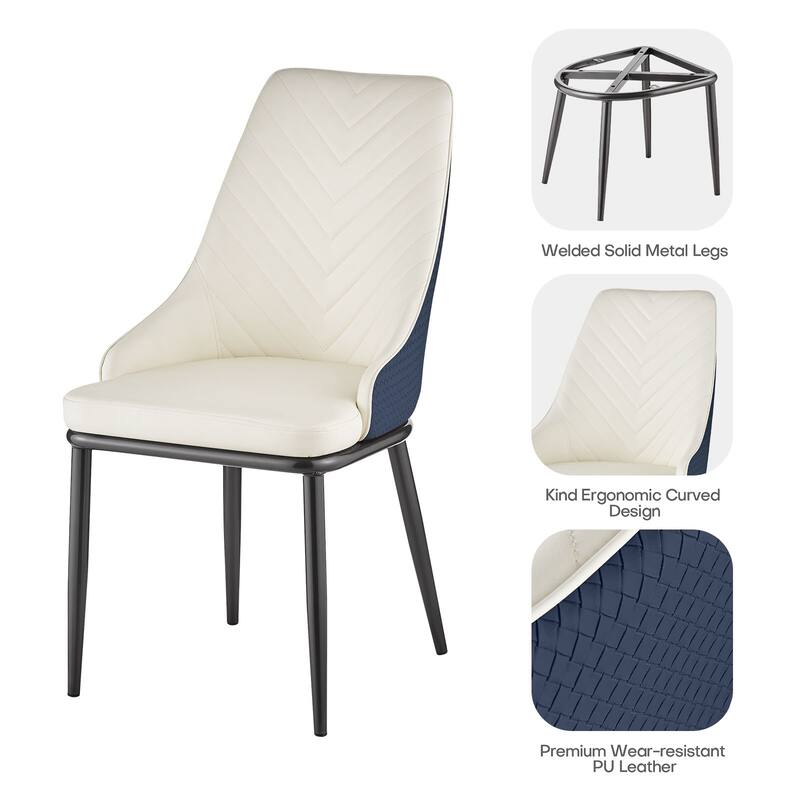 Faux Leather Upholstered Dining Chairs with Woven Back, Set of 2 - 18.11"W x 21.26"D x 36.61"H