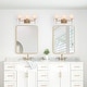 preview thumbnail 9 of 15, Barr Mid-Century Modern Gold Bathroom Vanity Light Dimmable Fabric Wall Sconces