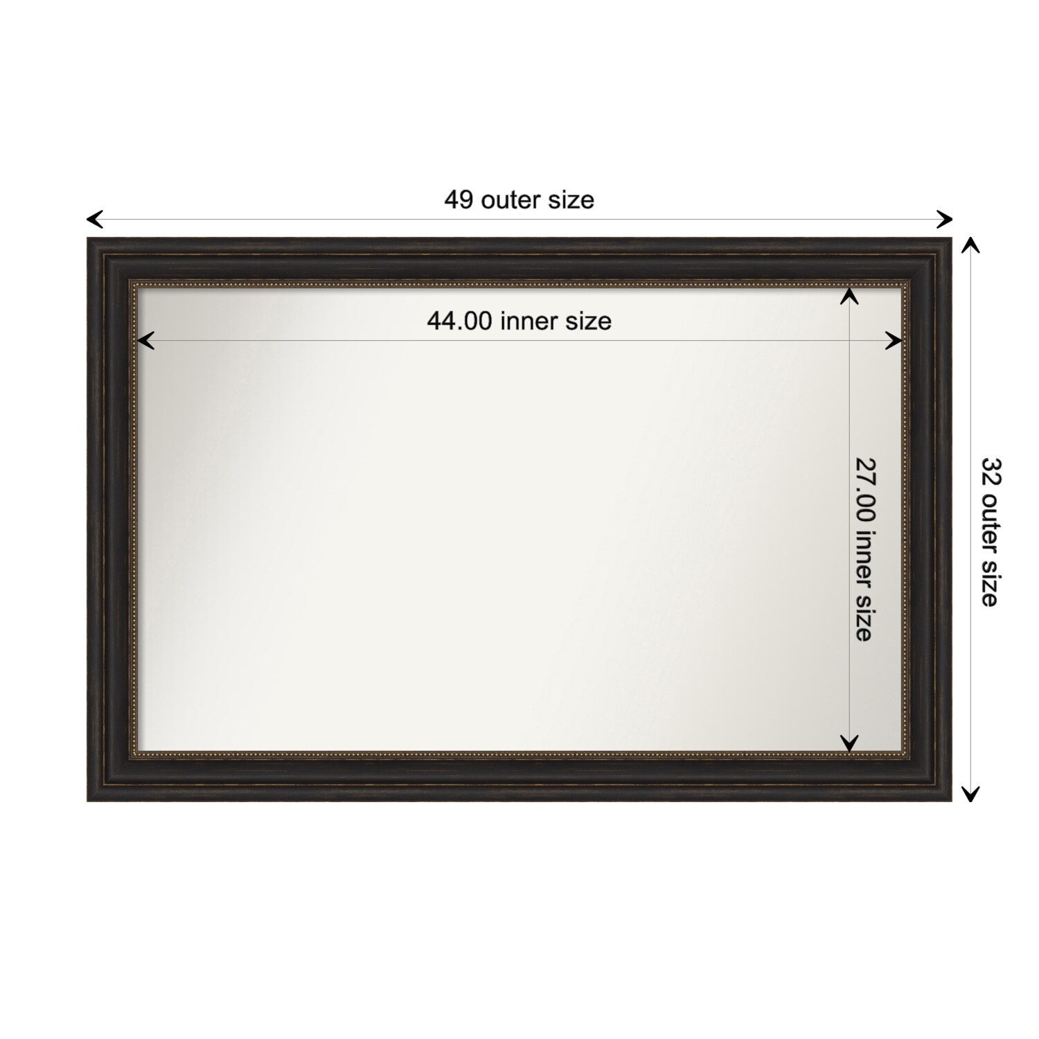 Accent Bronze Framed Non-Beveled Custom Wall Mirror, Bathroom Vanity Mirror