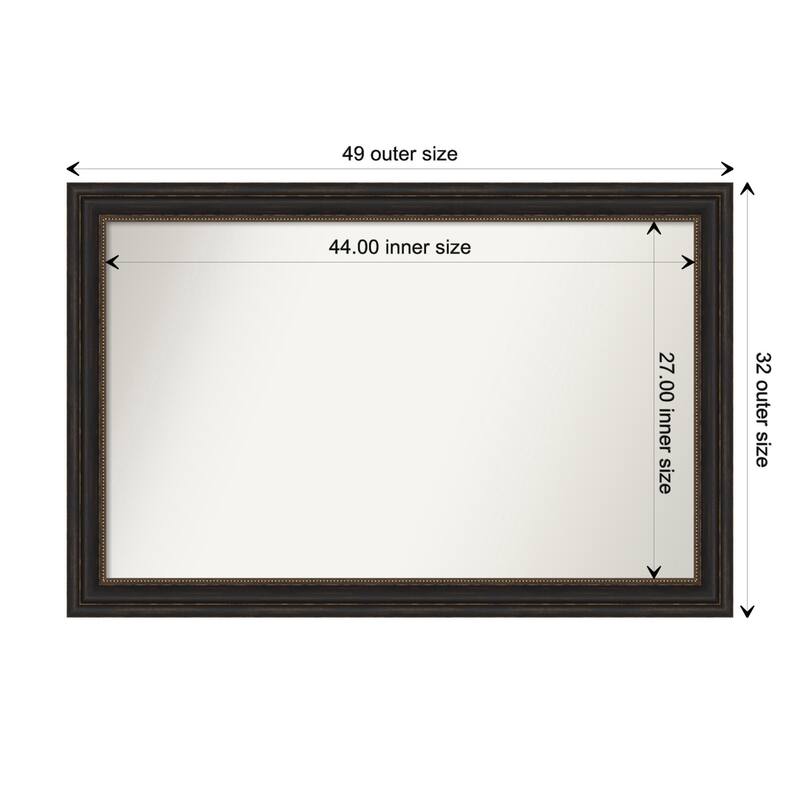 Accent Bronze Framed Non-Beveled Custom Wall Mirror, Bathroom Vanity Mirror - Outer Size: 49 x 32