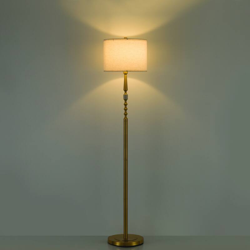 Acroma 62.2" Modern LED Bright Floor Lamp with White Fabric Drum Shade